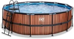 EXIT TOYS EXIT Wood Zwembad - 450 X 122 Cm - Met Zandfilterpomp En Trap